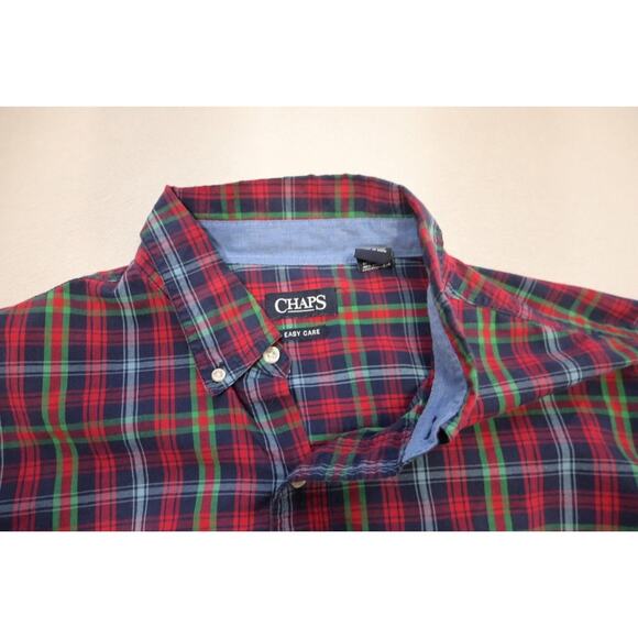 Chaps Ralph Lauren Dress Shirt Plaid Easy Care Mens Size 3XB 3XL Big - Picture 7 of 9
